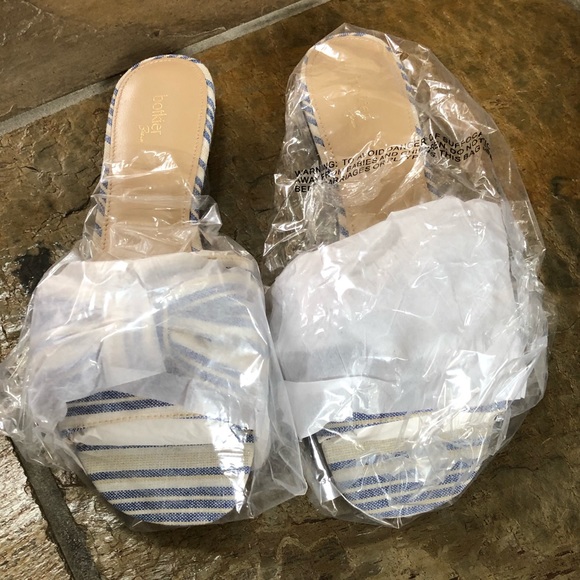 🍃💕NIB Botkier New York Striped Beach Bow Slides - Picture 9 of 12
